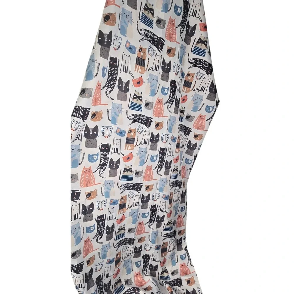 Moda at Home‎ Cat Print Fabric Shower Curtain Multi Color 71x71 Polyester
